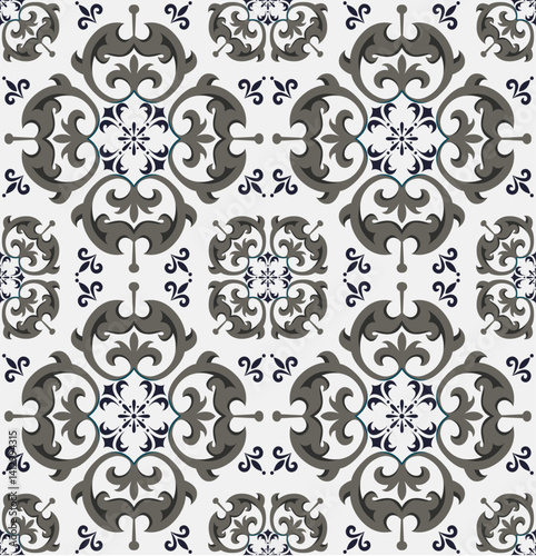 Vintage floral seamless pattern design with ornate vector elements