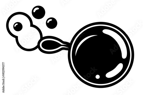 Flat Minimalist Illustration of Blowing Soap Bubbles or Stock Market Bubble Concept

