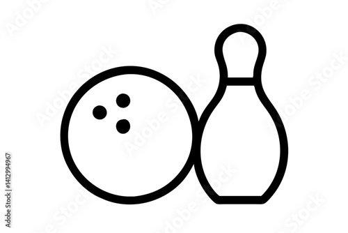 Bowling Ball and Pin Line Art Icon – Vector SVG for Web & Apps

