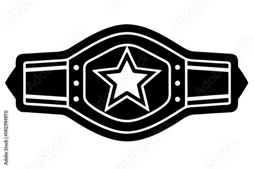 Boxing or Wrestling Championship Belt with Star Icon – Vector SVG

