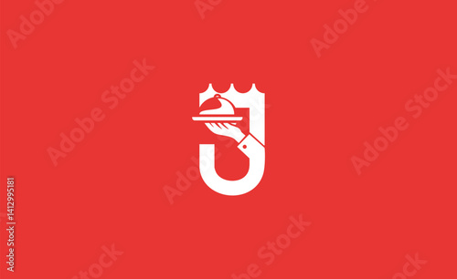 Elegant food service logo for a hotel or restaurant with a heraldic-like letter J.