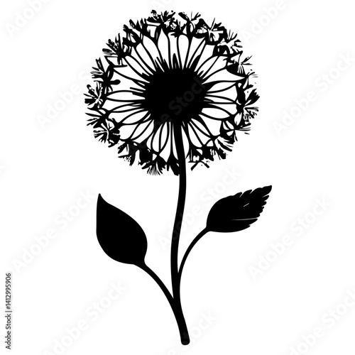 Black Floral Silhouette Artwork Isolated Design