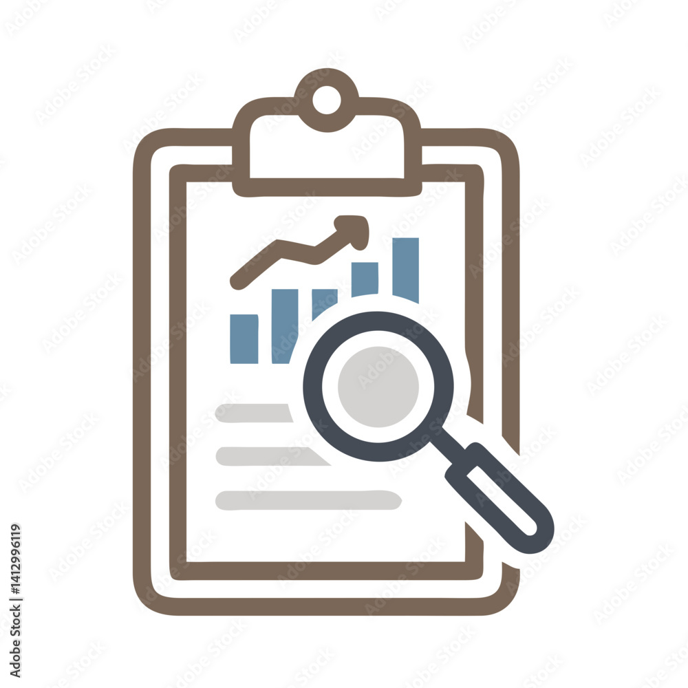 Clipboard with Magnifying Glass Icon Representing Document Review Clipboard with Magnifying Glass Icon Representing Document Review