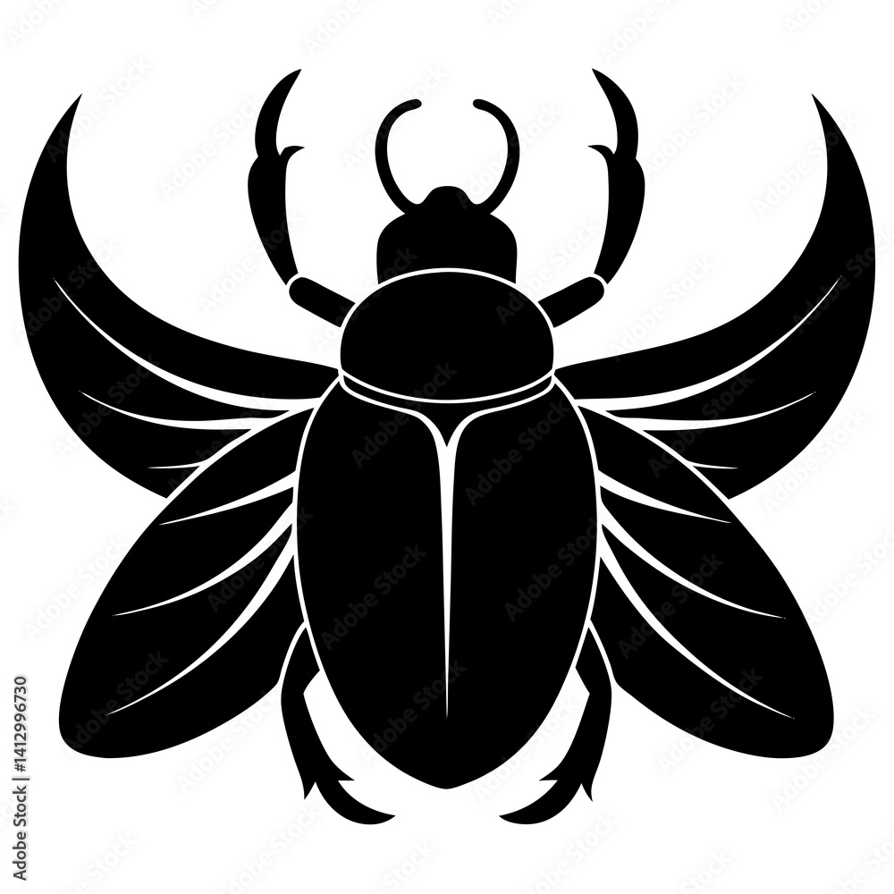 Stylized Silhouette of an Egyptian Scarab Beetle Stylized Silhouette of an Egyptian Scarab Beetle