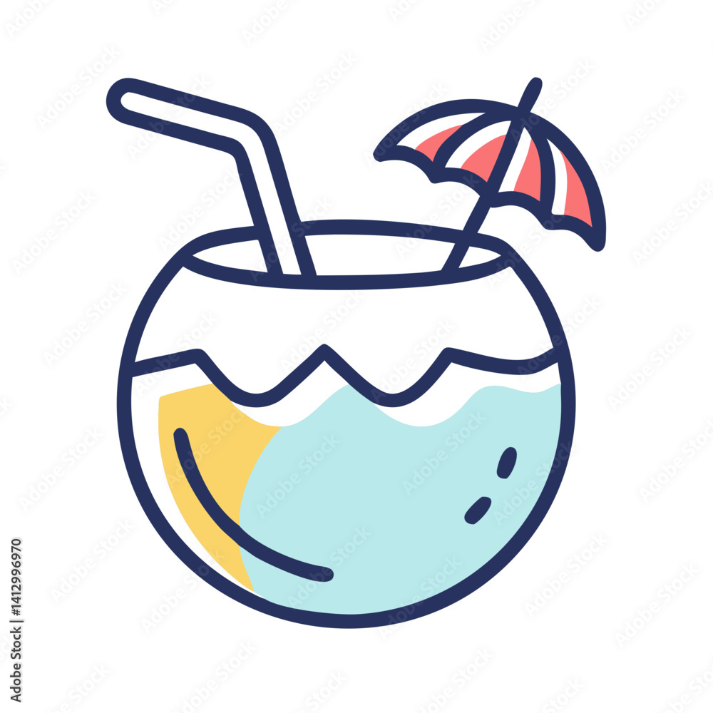 Coconut Drink Icon Representing a Refreshing Tropical Beverage Coconut Drink Icon Representing a Refreshing Tropical Beverage