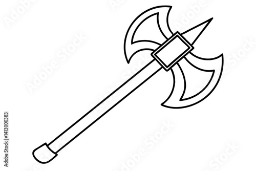 Crossed Battle Axe Icon – Flat Weapon Symbol for Game Design and Fantasy Themes

