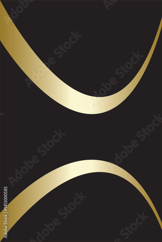 Luxurious black background with elegant gold waves