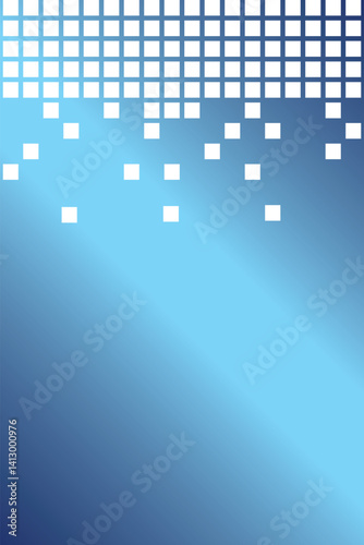 Dynamic blue gradient background with pixelated white squares