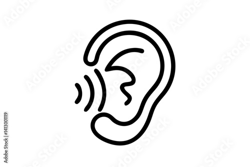 Line Art Icon of an Ear – Hearing Symbol for Apps and Websites (SVG)

