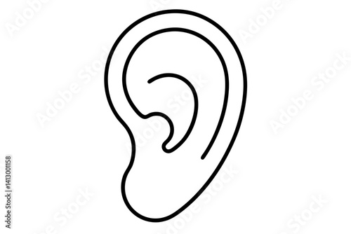Line Art Icon of an Ear – Hearing Symbol for Apps and Websites (SVG)

