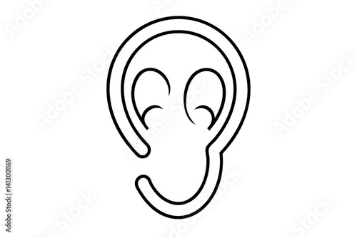Line Art Icon of an Ear – Hearing Symbol for Apps and Websites (SVG)

