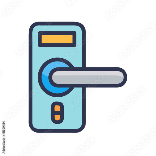 Door Handle with Card Icon Representing Electronic Access