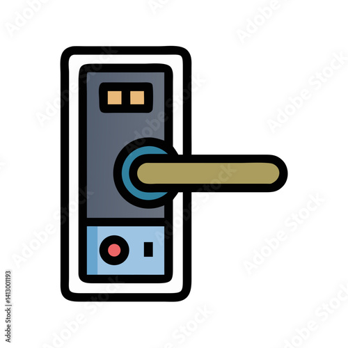 Door Handle with Card Icon Representing Electronic Access