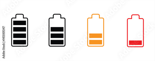Battery icon set. battery charge level. 