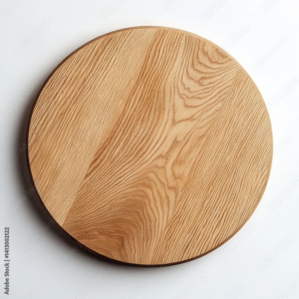 Rustic Handcrafted Wooden Serving Platter with Natural Grain Texture on Clean White Background for Culinary Food Photography and Minimalist Kitchen Decor
