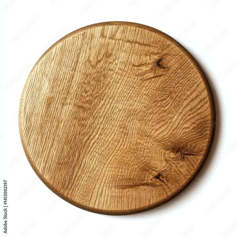 Rustic Handcrafted Wooden Serving Platter with Natural Grain Texture on Clean White Background for Culinary Food Photography and Minimalist Kitchen Decor