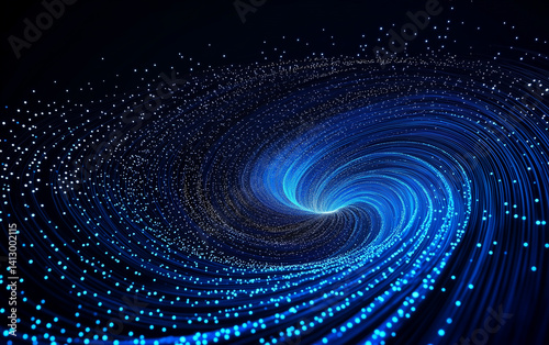 Blue light particle spiral background