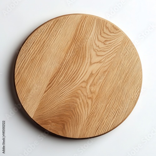 Rustic Handcrafted Wooden Serving Platter with Natural Grain Texture on Clean White Background for Culinary Food Photography and Minimalist Kitchen Decor