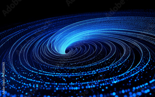 Blue light particle spiral background