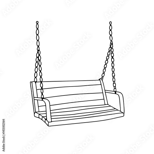 porch swing linear drawing isolated 
