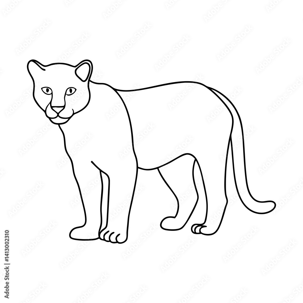 Fototapeta premium jaguar linear drawing on transparent background