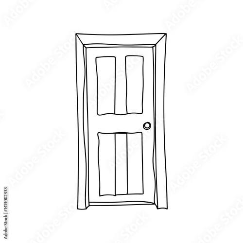 door linear drawing on transparent background 
