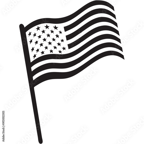 A proud American flag waving freely, symbolizing liberty and patriotism in a bold, graphic style.
