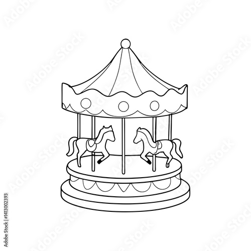 carousel linear drawing on transparent background 
