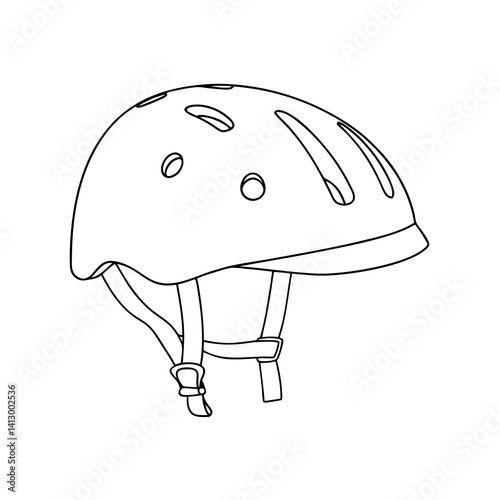bicycle helmet linear drawing on transparent background 
