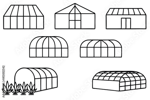 Greenhouse Vector Clipart on White Background