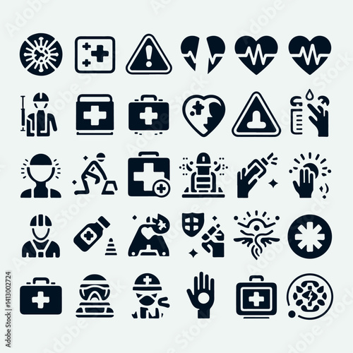 Medical business and finance icons set