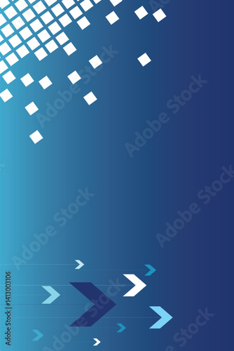 blue abstract background with a group of arrows pointing forward