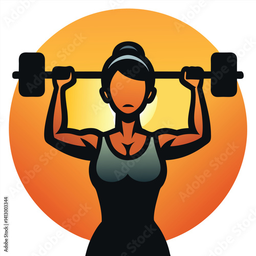 Strong Female Athlete Lifting Weights at Sunset