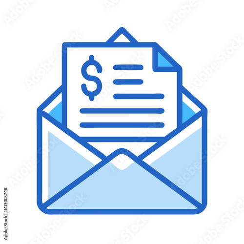 Envelope with Financial Document Icon Representing Business Mail Communication