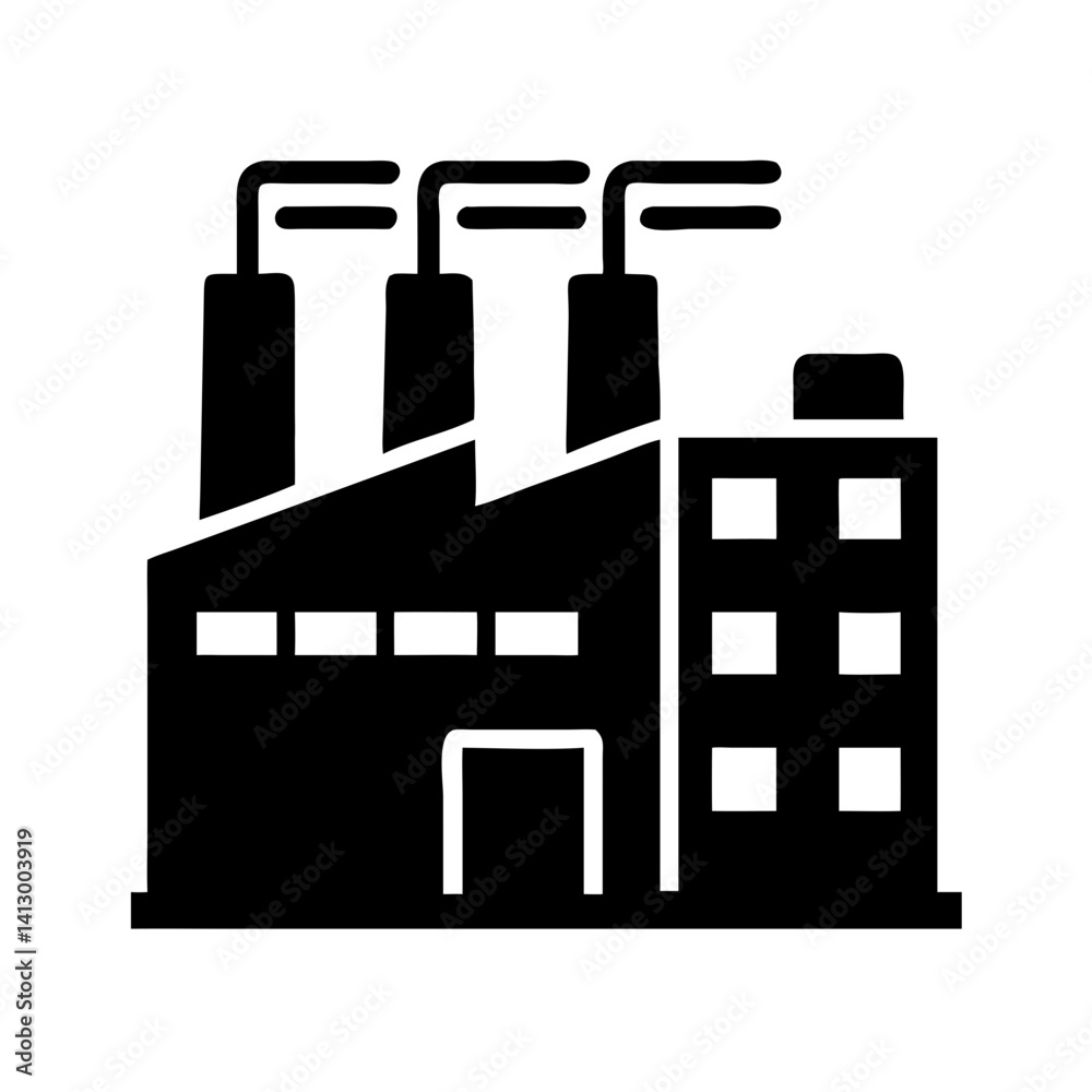 Factory Icon Representing Manufacturing or Production Facility