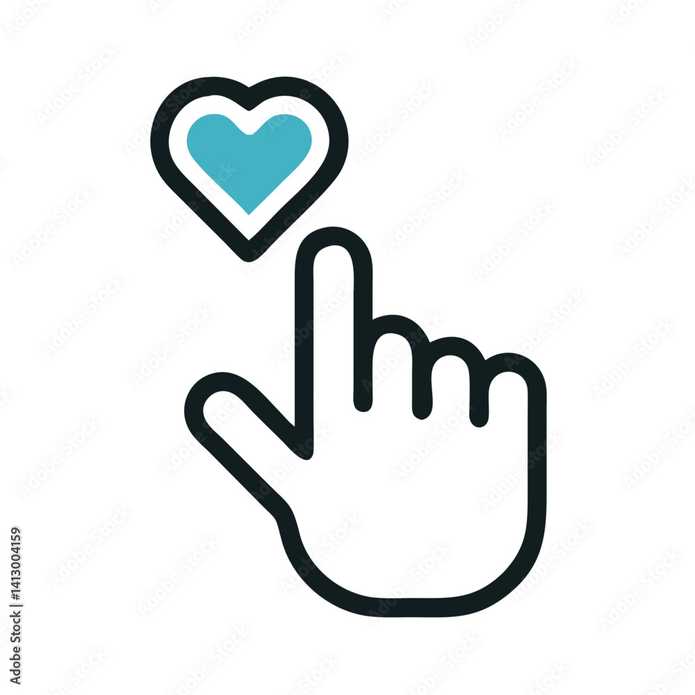 Finger with Heart Icon Representing Expressed Affection Finger with Heart Icon Representing Expressed Affection