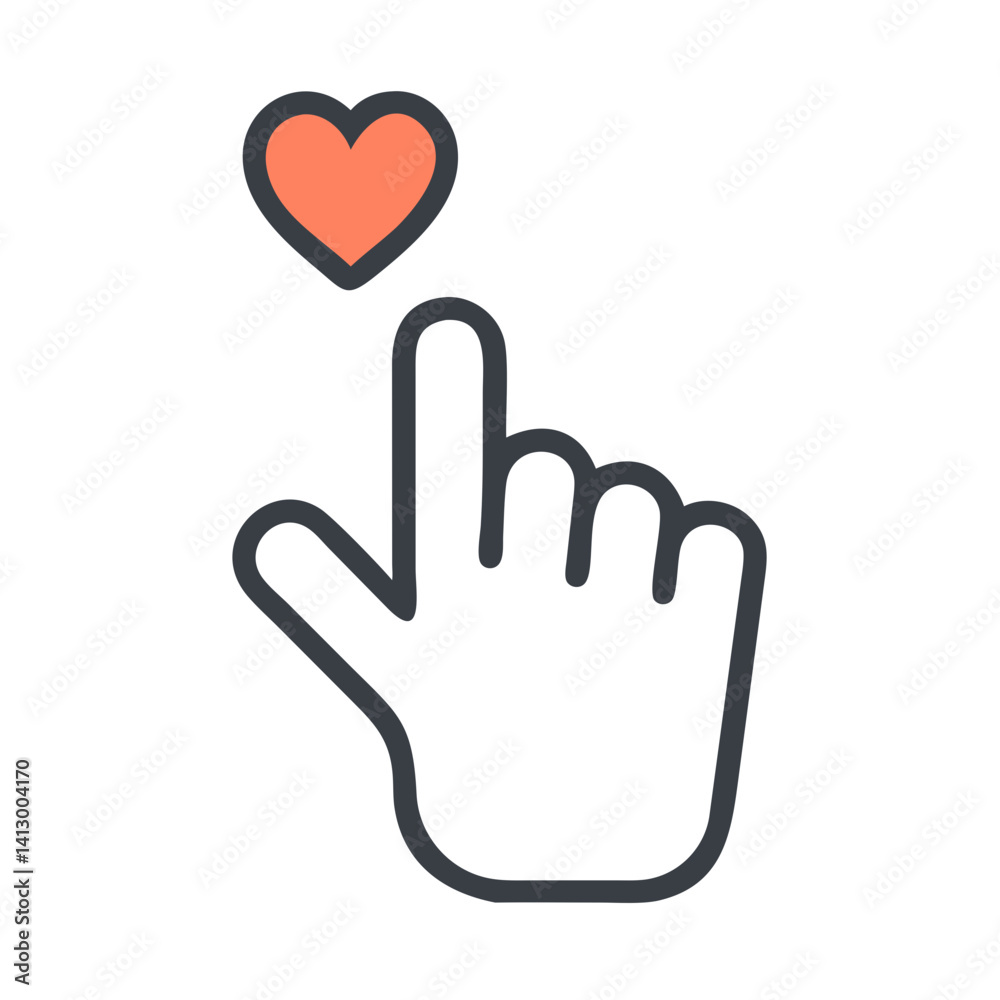 Fototapeta premium Finger with Heart Icon Representing Expressed Affection