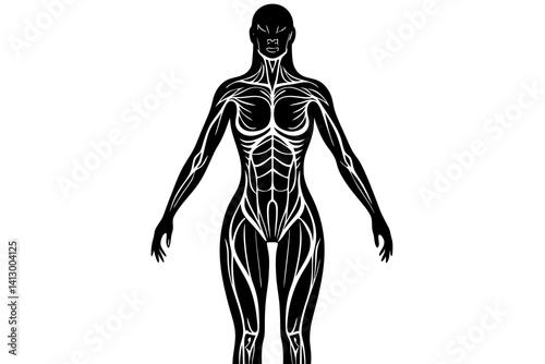 Minimalist Female Body Line Drawing – Adult Woman Anatomy Vector

