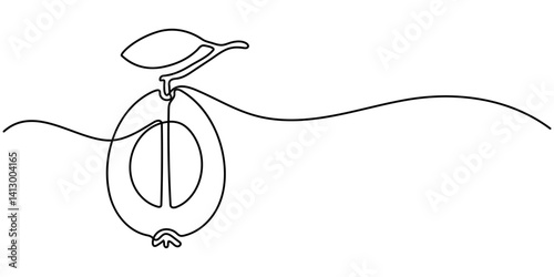 Vector illustration of Two quinces one cut in half showing seeds and core black and white drawing For children to learn to color according to the picture.                                              