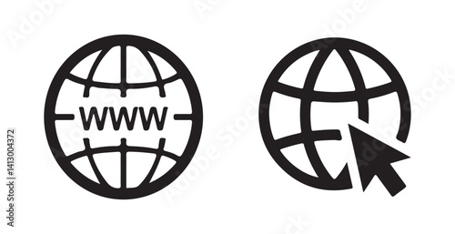 Website icon set.glob icons, go to our website sign. web access symbol. online www website icon