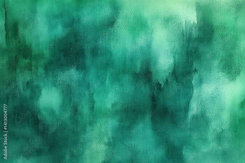 Textured Emerald Watercolor Background with Organic Flow and Subtle Gradient for Artistic Projects
