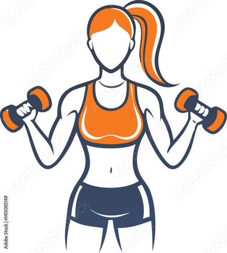 Strong Woman Lifting Dumbbells Fitness Exercise Workout