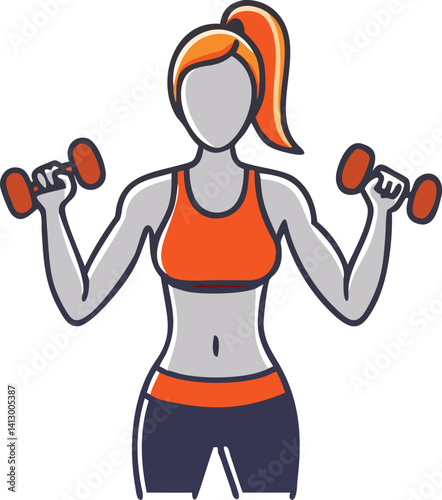 Fit Woman Lifting Dumbbells Fitness Exercise Workout