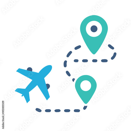 Flight Path Icon Representing Travel Planning