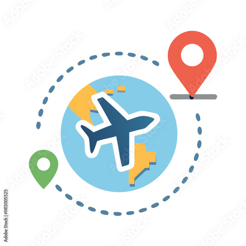 Flight Path Icon Representing Travel Planning