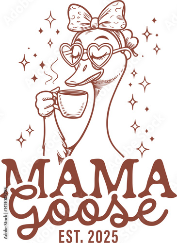 Adorable Mama Goose Collection – Goose with Baby Ducks in Funny and Wholesome Motherhood Illustrations for Moms and Caregivers