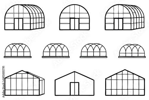 Greenhouse Design Elements Set