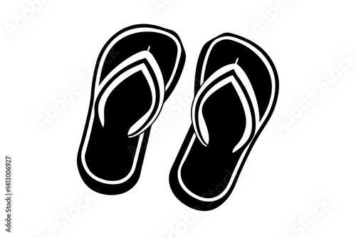 Minimalist Line Art of Flip-Flops – Summer Beach Sandals SVG Icon

