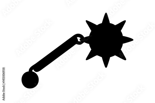 Flat Icon of Morning Star Flail – Minimalist Medieval Weapon SVG Illustration

