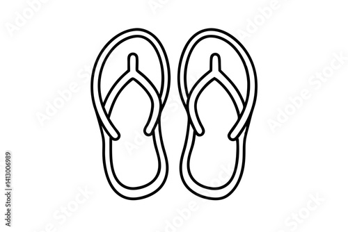 Minimalist Line Art of Flip-Flops – Summer Beach Sandals SVG Icon

